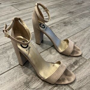 G by guess tan strappy heel